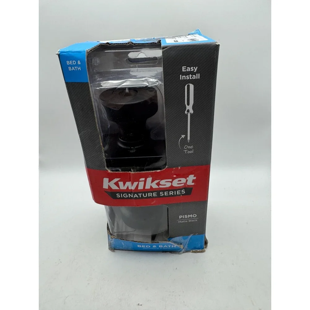 Kwikset Pismo Signature Series Bed Bath Door Lock Knob Matte Black 97301-034‎